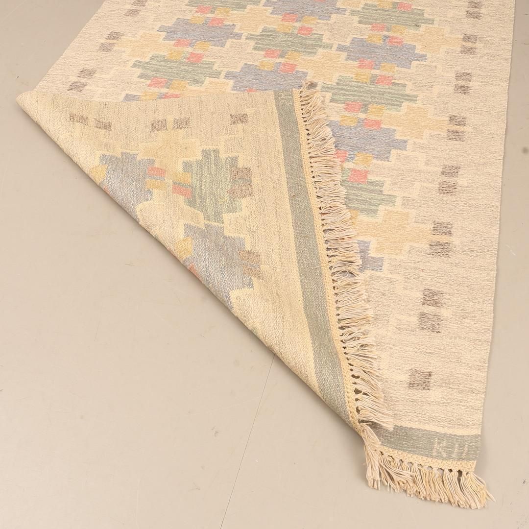 Scandinavian Modern  Rölakan Flatweave Rug By Maj Svanström, Sweden 1950s photo vinterior
