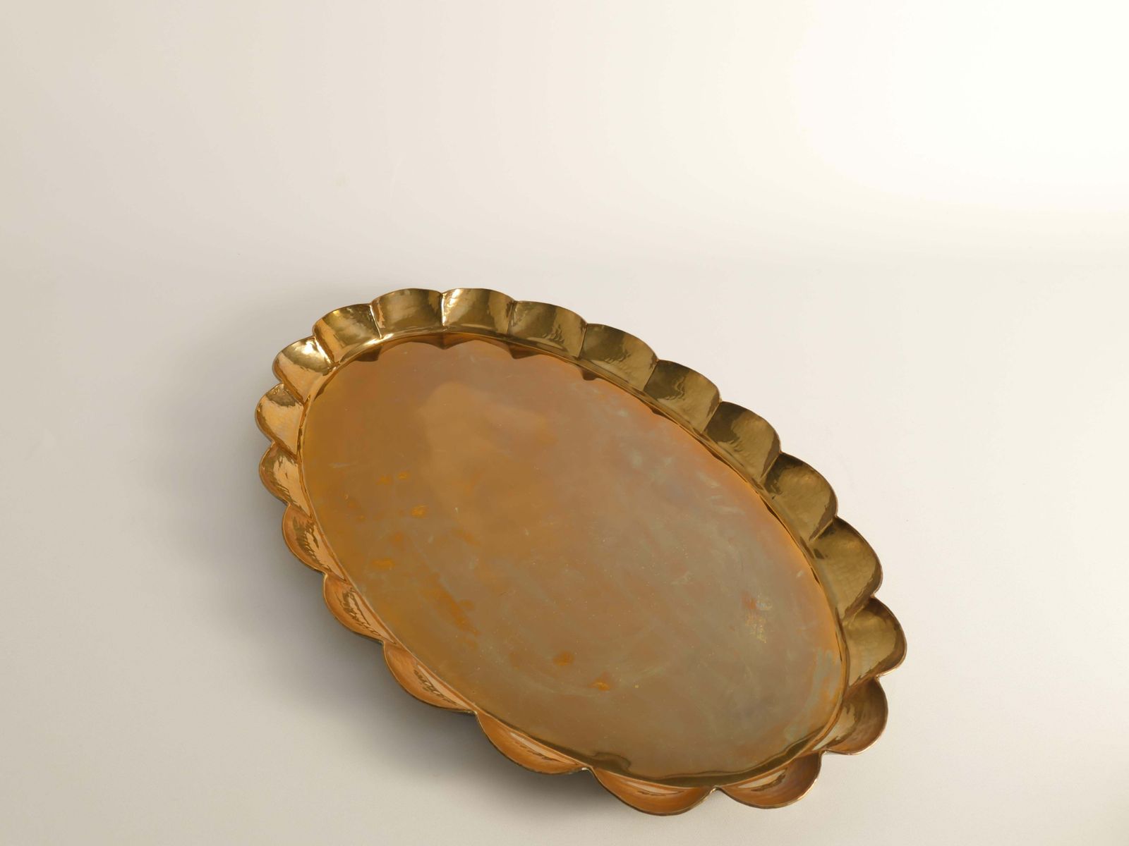 Hollywood Regency Oval Brass Tray By Arvid Johansson, Arvika Konstsmide, Sweden photo 503.0