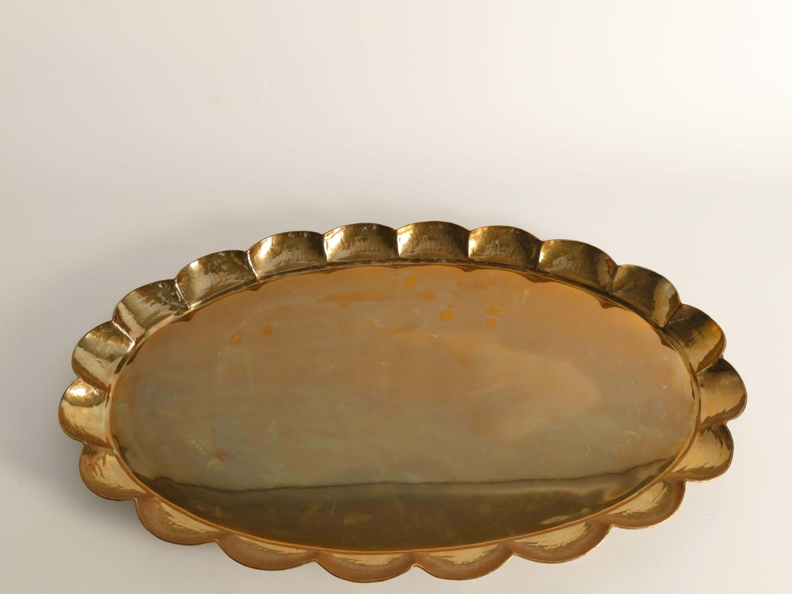 Home Decor Hollywood Regency Oval Brass Tray By Arvid Johansson, Arvika Konstsmide, Sweden photo