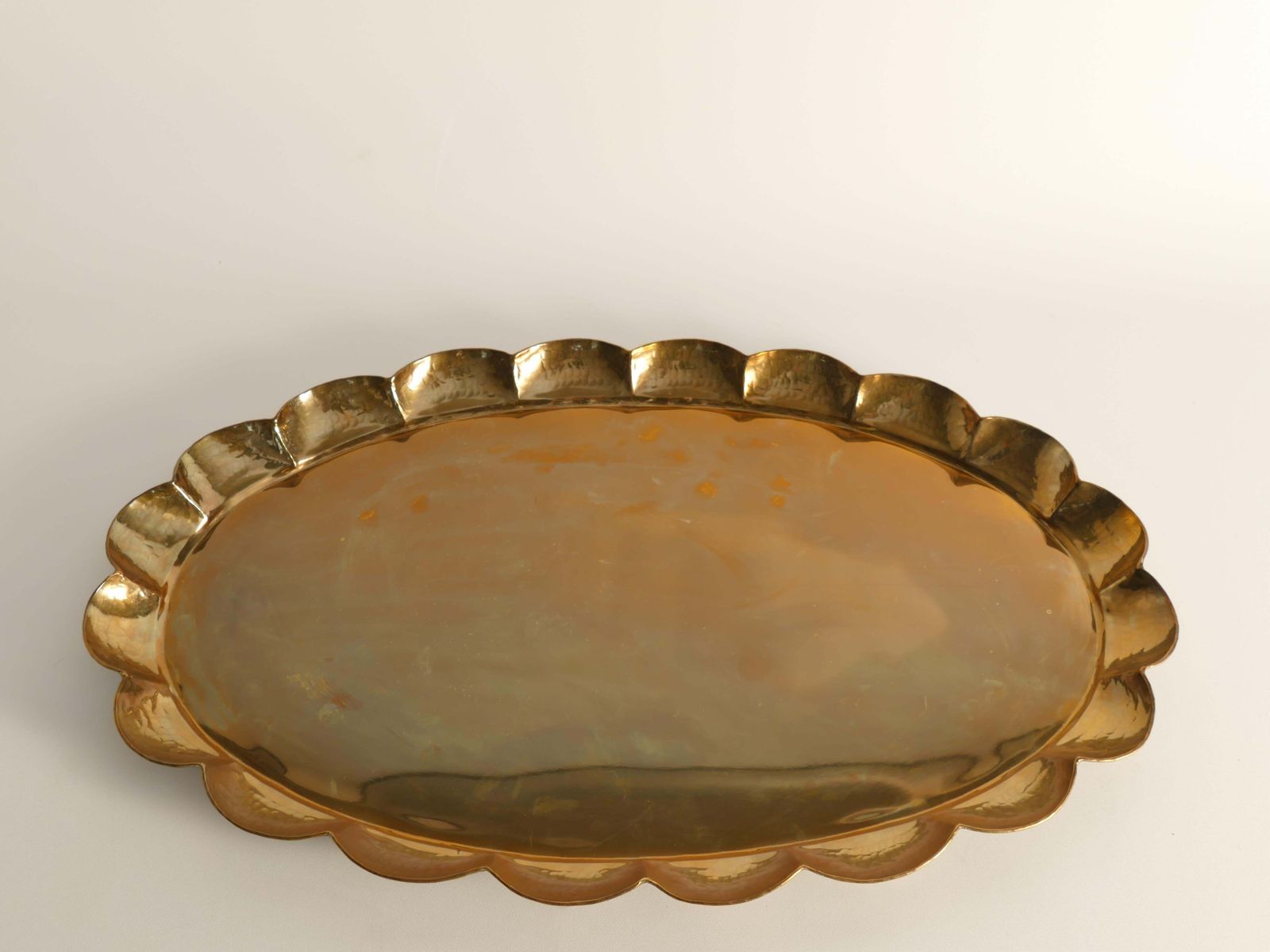 503.0 Hollywood Regency Oval Brass Tray By Arvid Johansson, Arvika Konstsmide, Sweden photo