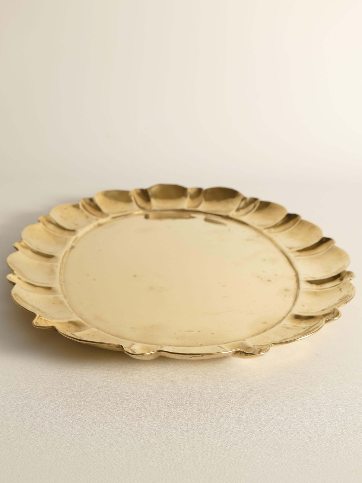 Hollywood Regency Large Oval Brass Tray By Firma Lars Holmström, Sweden 1940's photo for sale