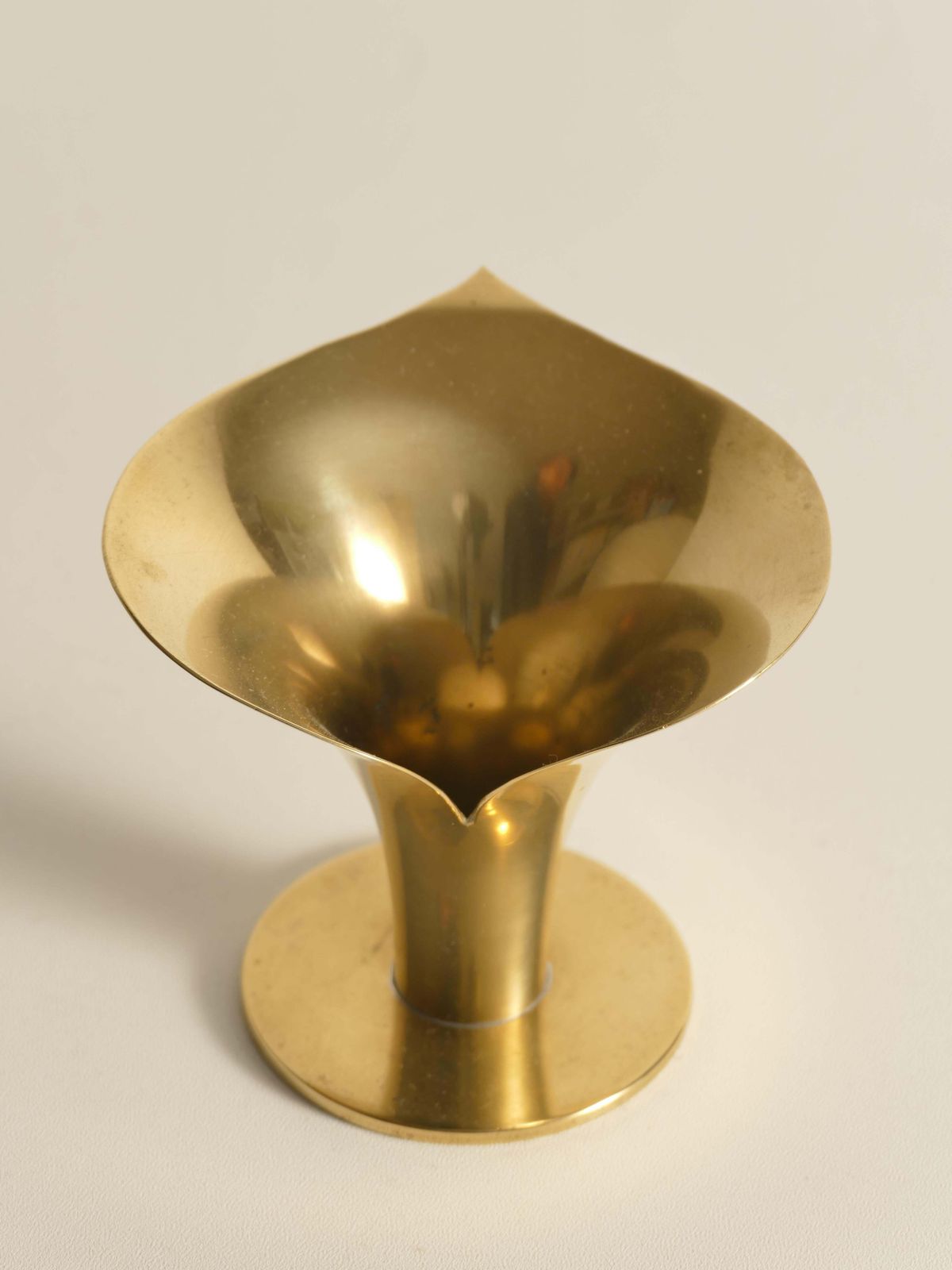 photo vinterior Art Deco Brass Calla Lily Candle Holder By Carl Einar Borgström For Ystad Metall
