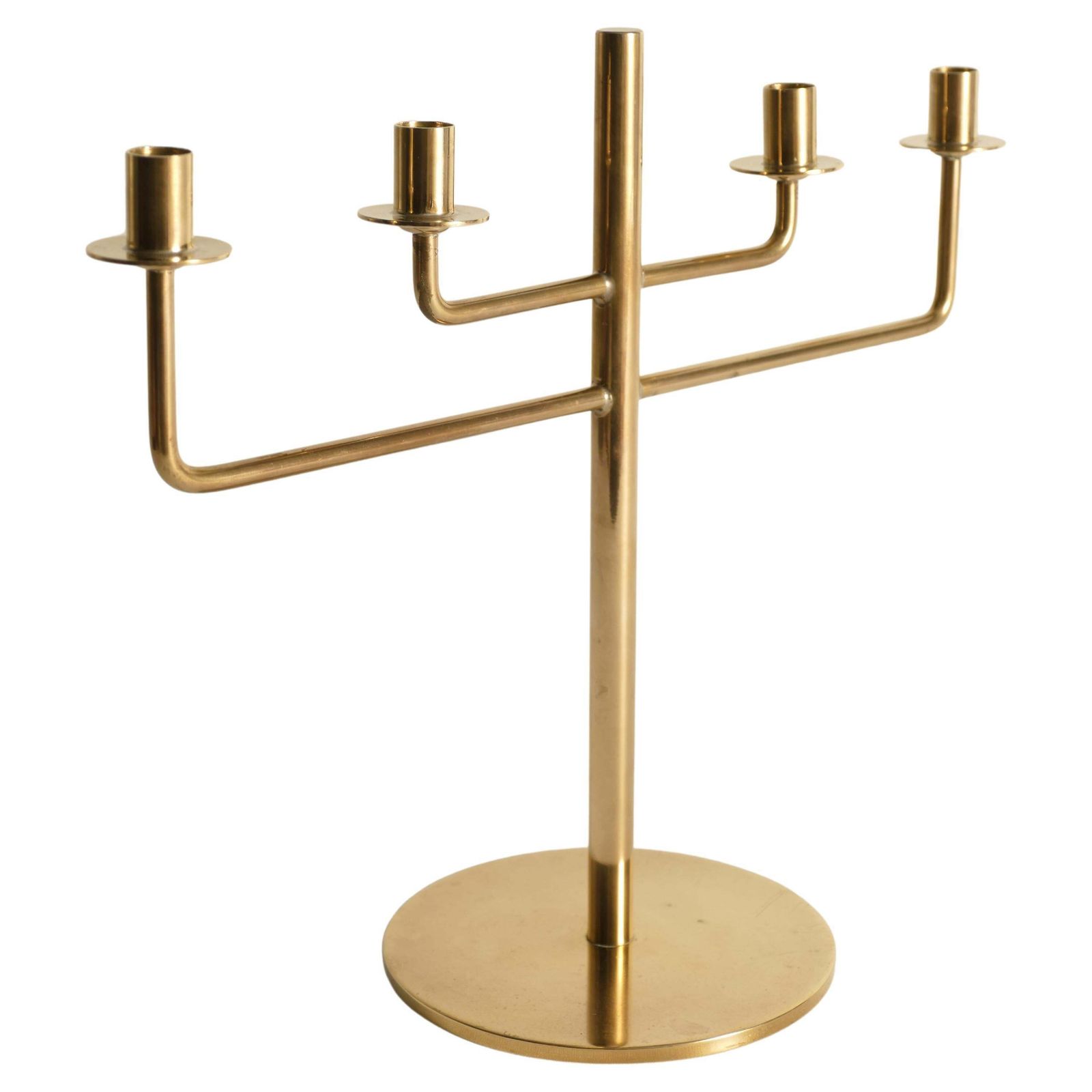 466.0 Scandinavian Modern Brass Candelabra By Hans Agne Jakobsson, Markaryd, 1960s photo