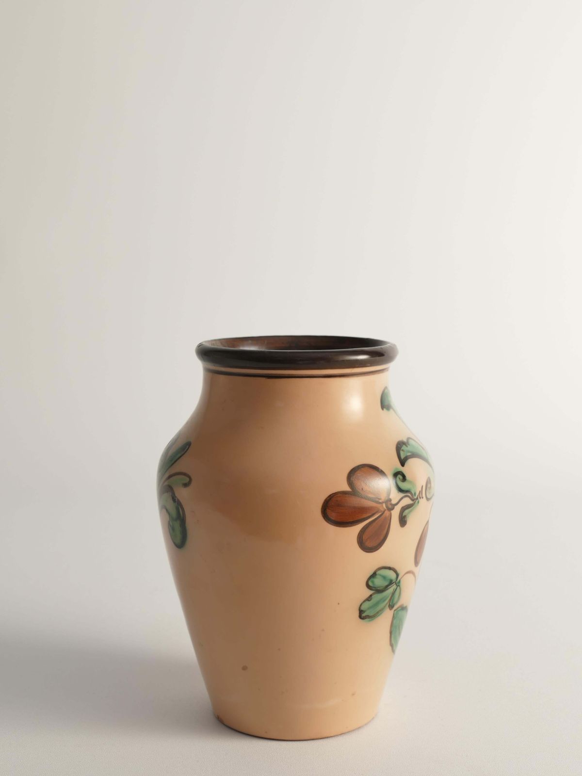 Art Nouveau Flower Motif Earthenware Vase By Sala, Sweden 1920s photo 377.0