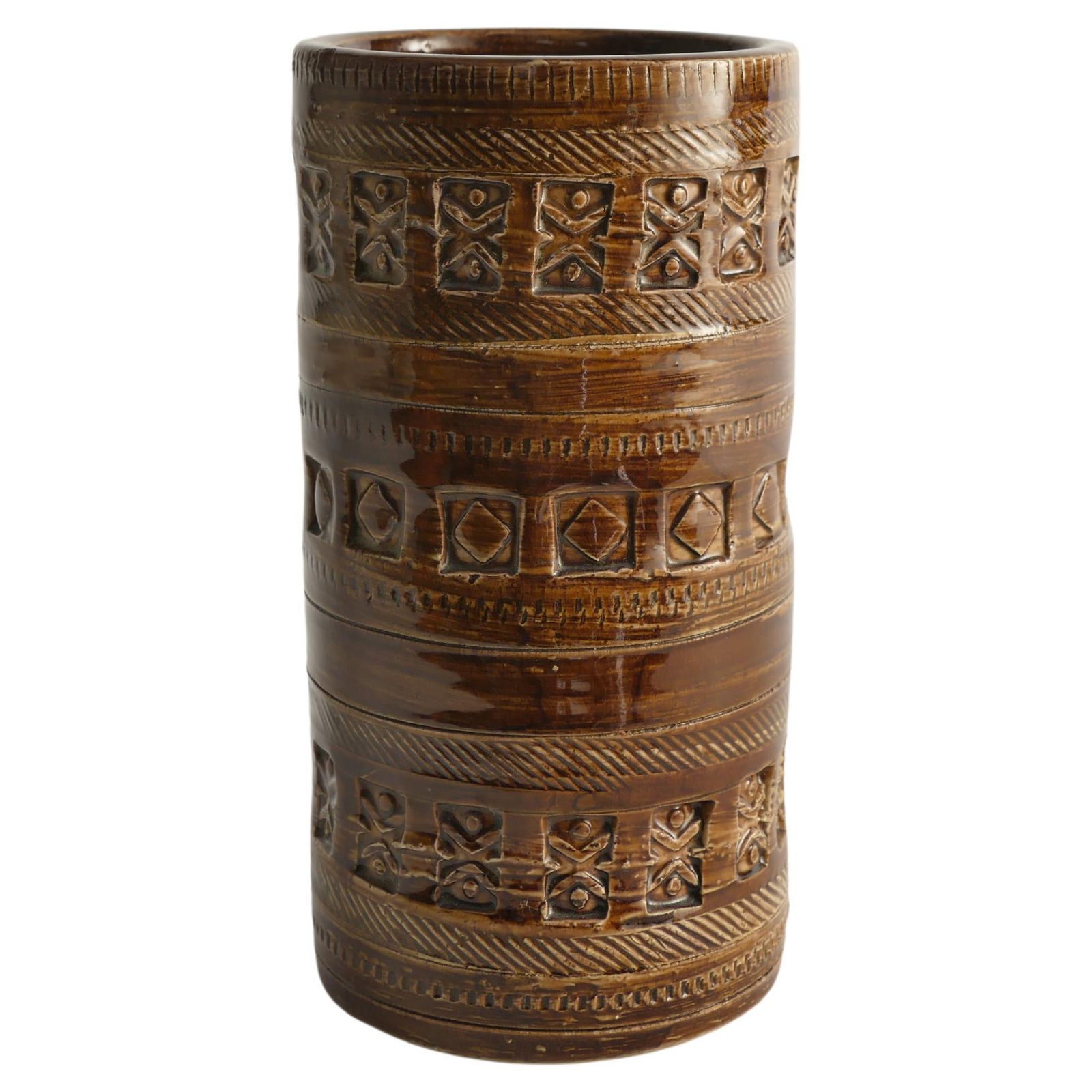 Mid Century Modern Brown Stoneware Vase By Aldo Londi For Bitossi, Italy, 1960s