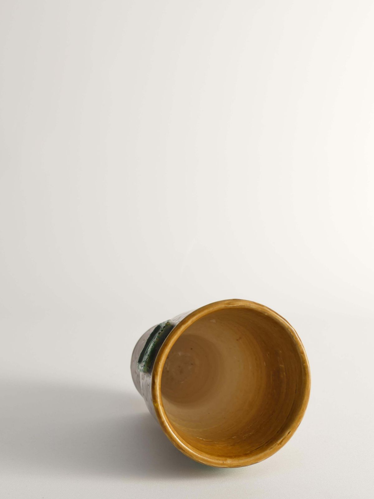 Mustard Brown Stoneware Vase With Celadon Green Birds By Aldo Londi For Bitossi photo buy