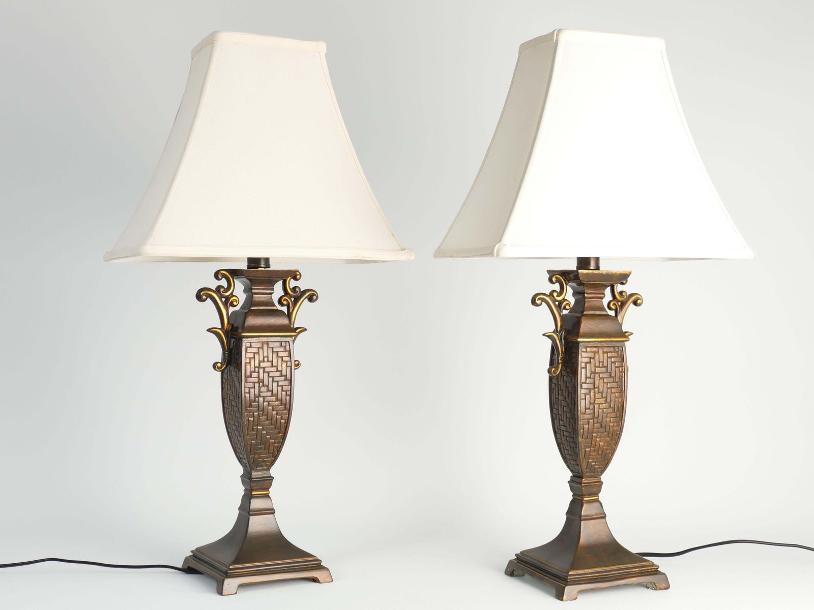Chinoiserie Faux Rattan Amphora Table Lamps By Aneta, Sweden 1980's photo buy