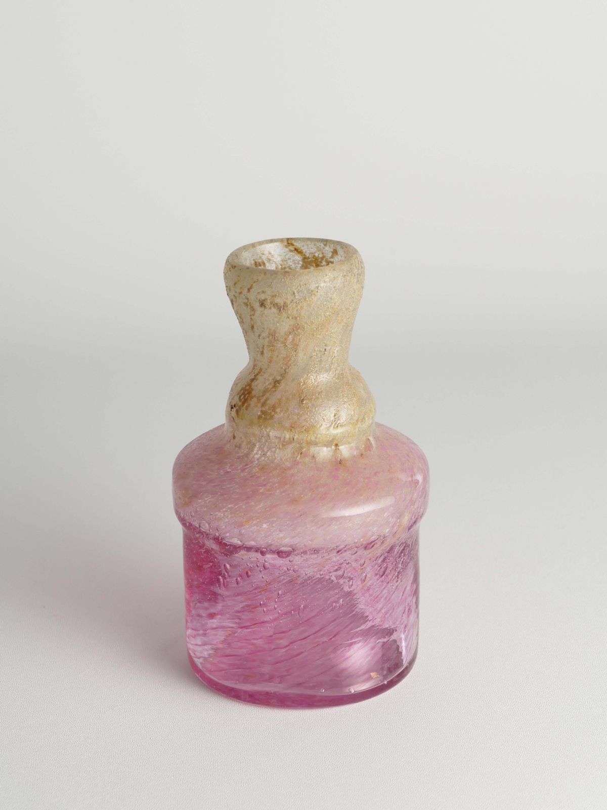 photo furniture Unique Bubblegum Pink And Yellow Art Glass Vase By Milan Vobruba, Sweden 1980s