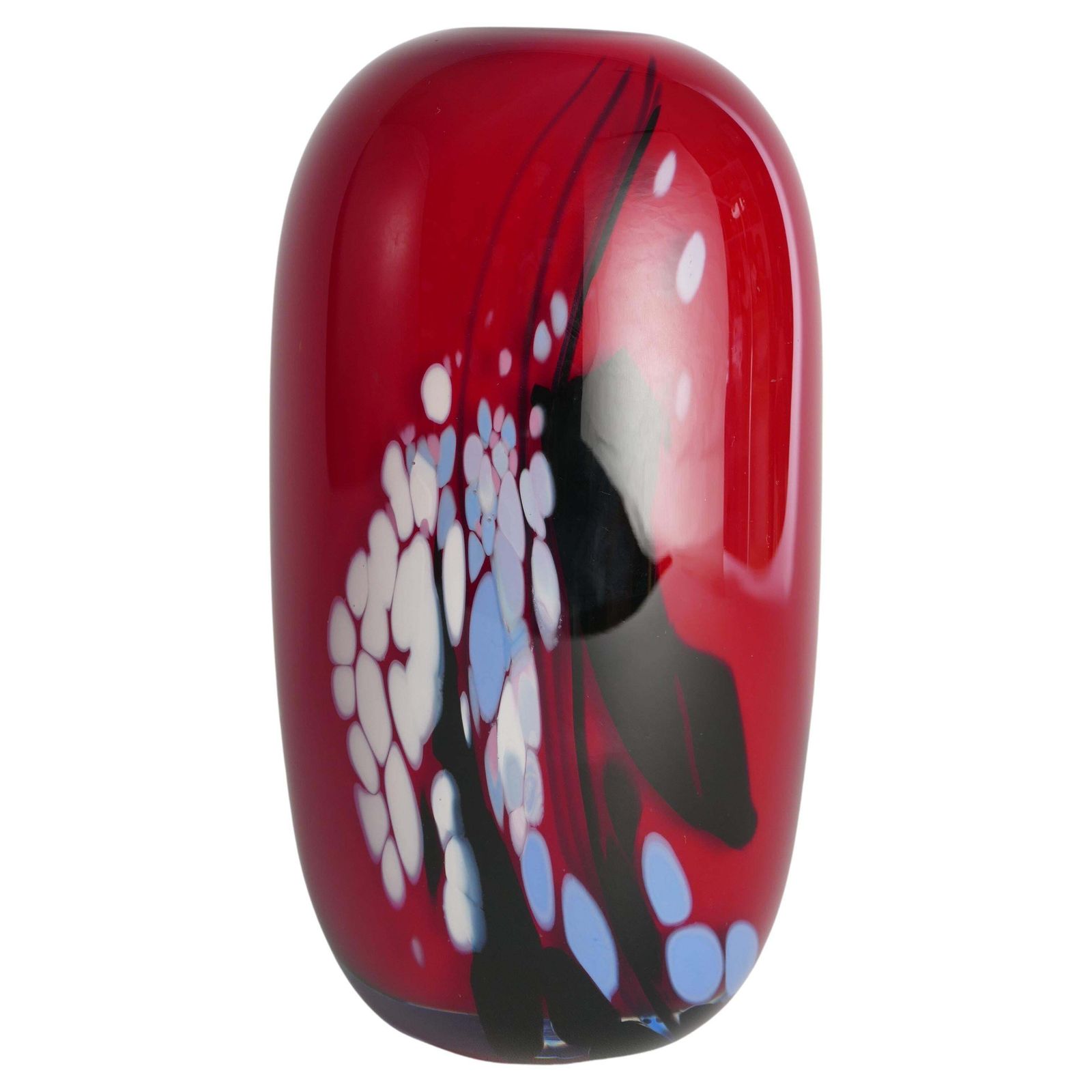 Unique Cherry Red Art Glass Vase By Mikael Axenbrant, Sweden 1990