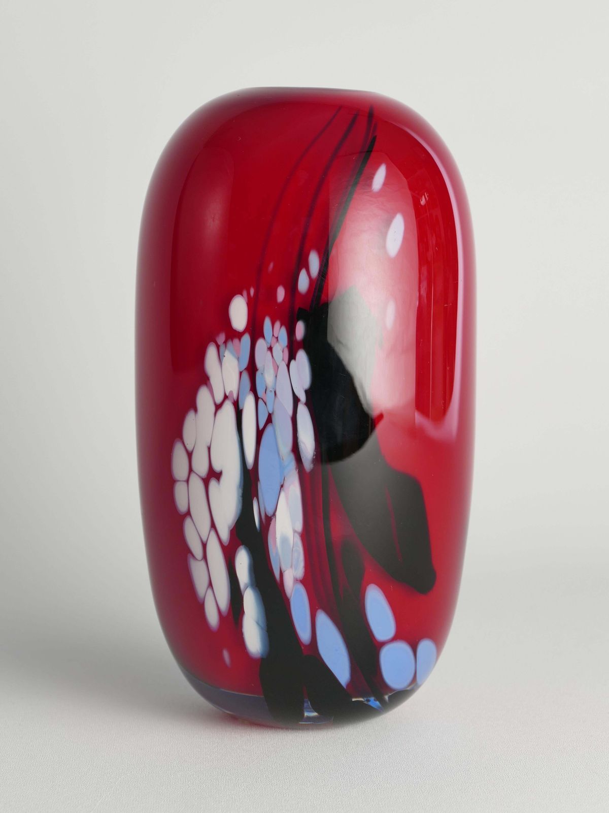 Unique Cherry Red Art Glass Vase By Mikael Axenbrant, Sweden 1990 photo furniture