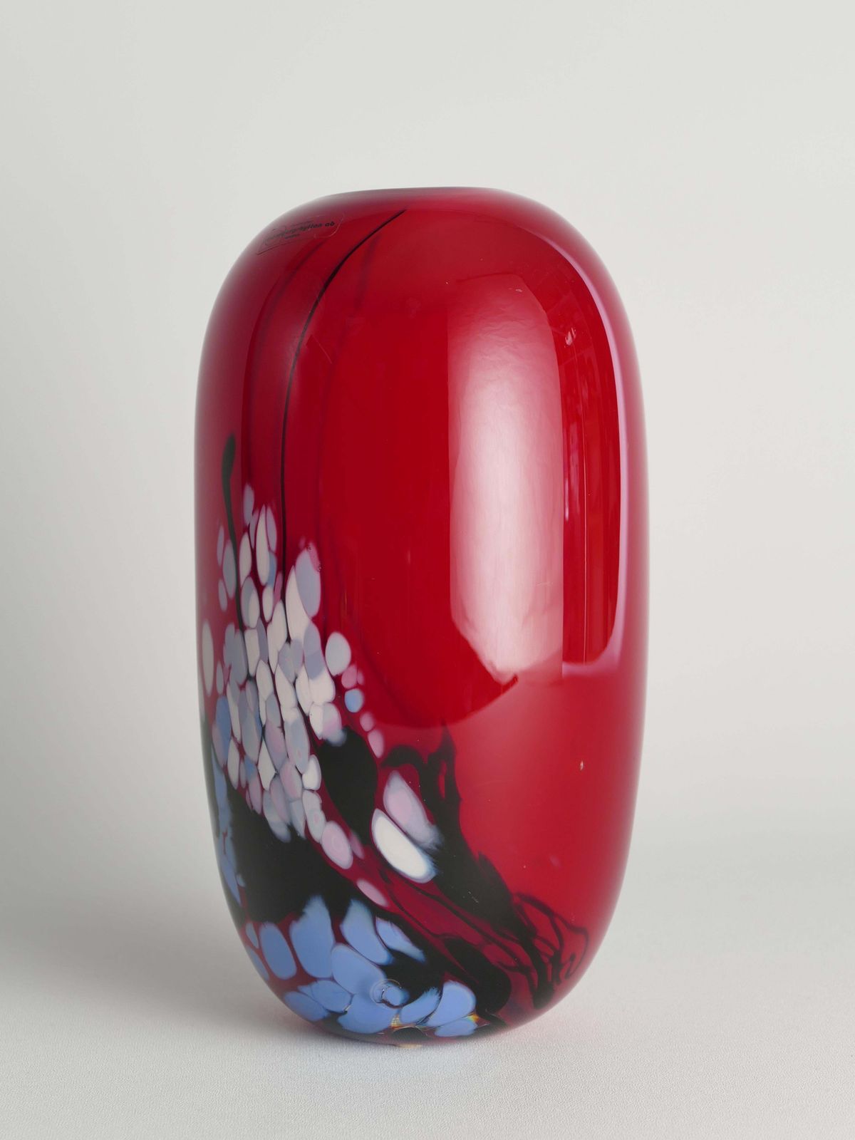 Unique Cherry Red Art Glass Vase By Mikael Axenbrant, Sweden 1990 photo buy