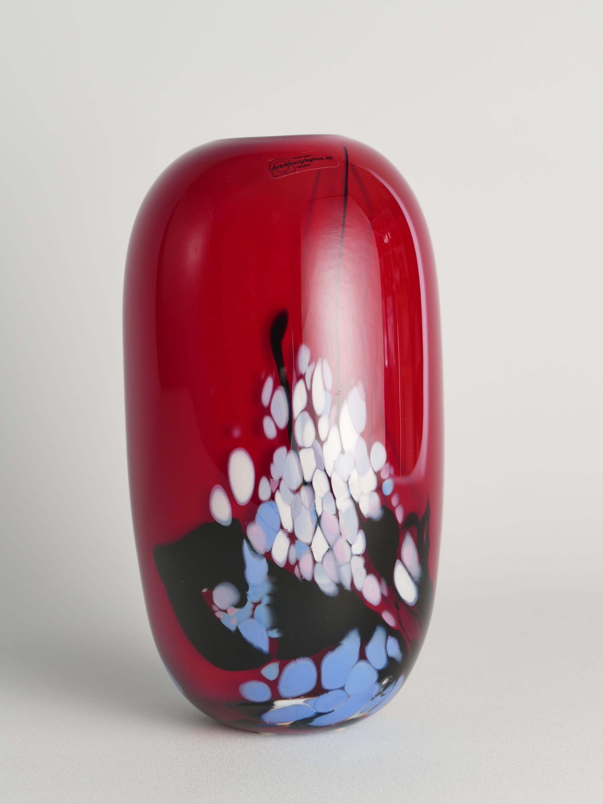 photo furniture Unique Cherry Red Art Glass Vase By Mikael Axenbrant, Sweden 1990