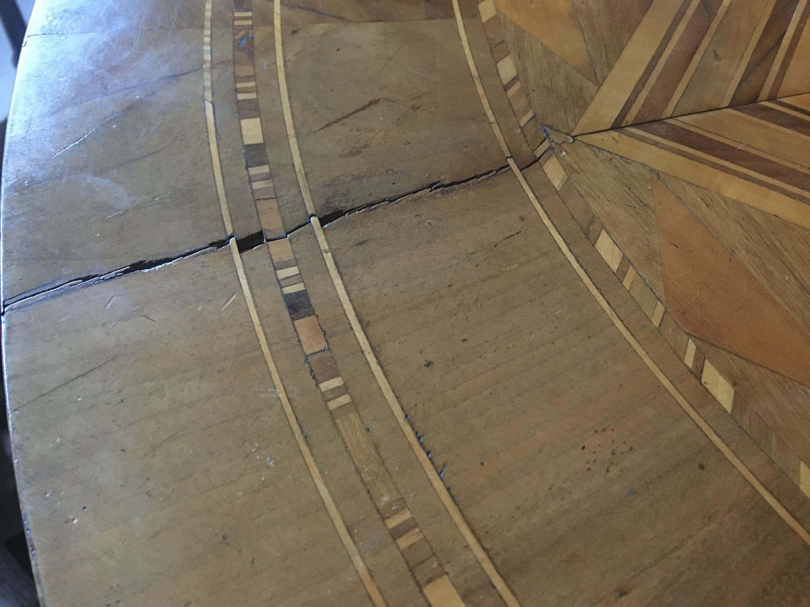 19th Century Louis Philippe Sorrento Walnut Parquetry Center Table photo Furniture
