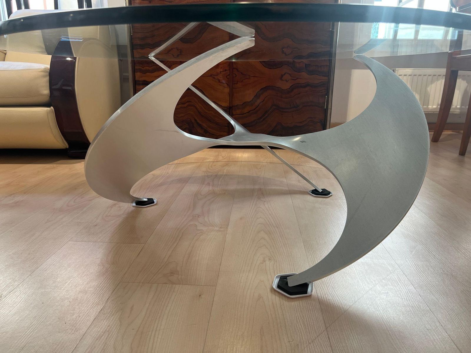 Design Coffee Table By Knut Hesterberg, Aluminum And Glass, Germany, 1960s photo buy