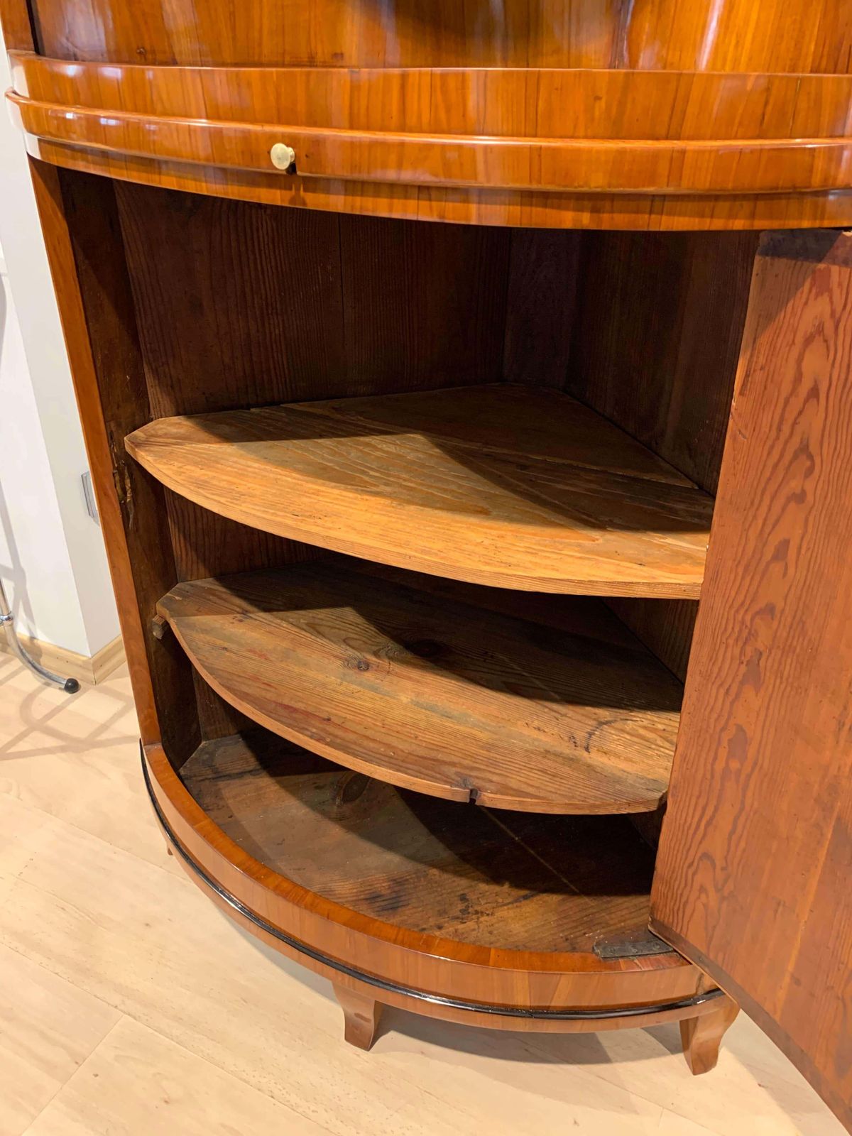 photo buy Biedermeier Corner Cabinet, Cherry Veneer, Ebony, South Germany Circa 1820