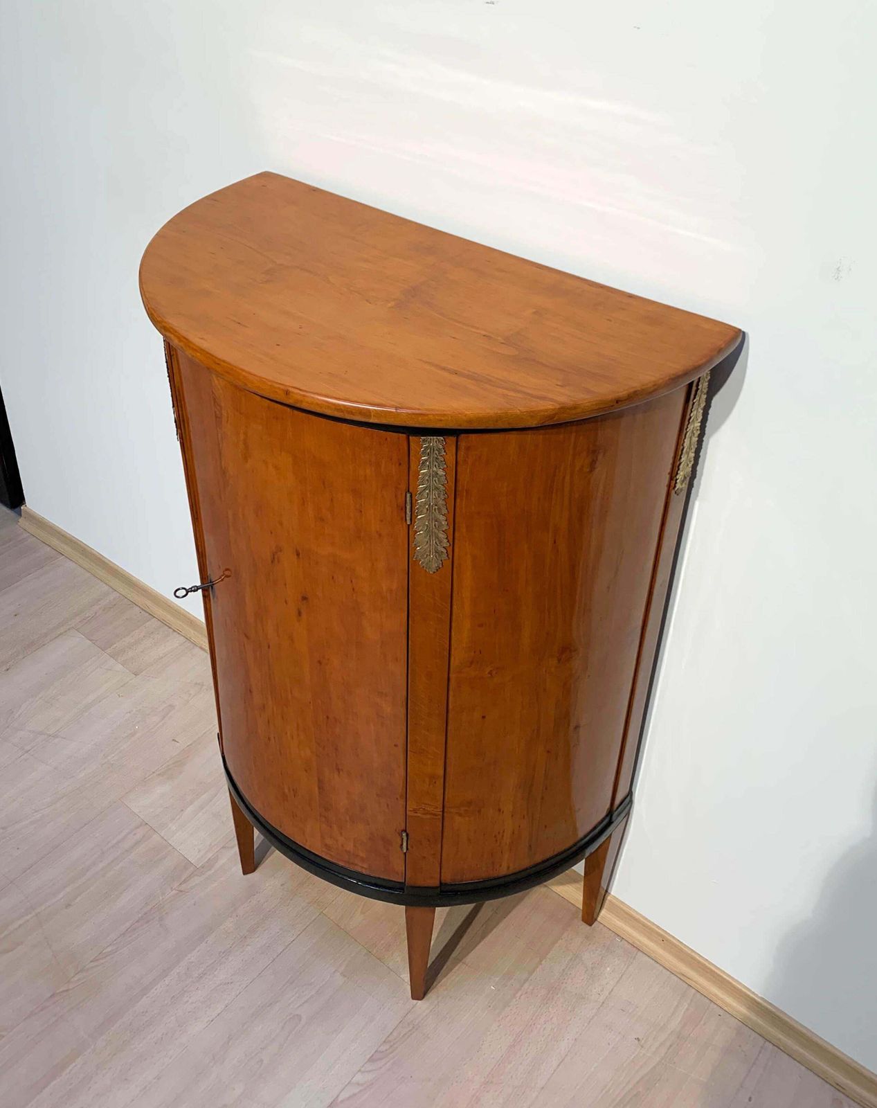 Neoclassical Demilune Half Cabinet, Cherrywood And Brass, France, Circa 1810 photo Furniture