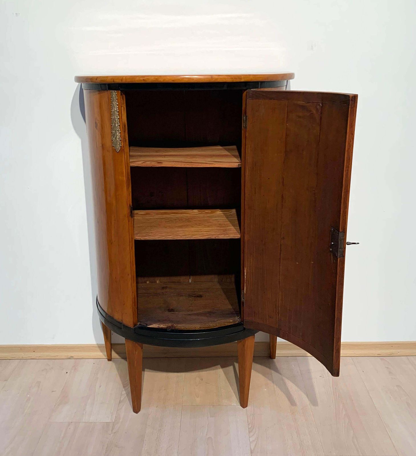 Neoclassical Demilune Half Cabinet, Cherrywood And Brass, France, Circa 1810 photo vinterior