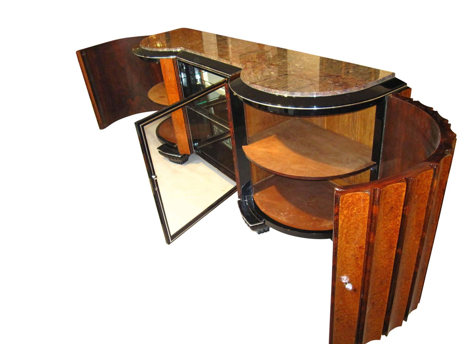 Large Art Deco Buffet, Amboyna Burl And Rosewood, Marble, Paris, Circa 1925 photo Furniture