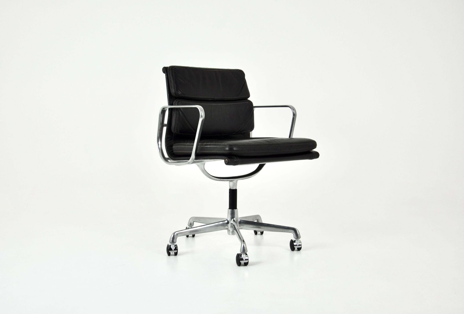 Black Leather Soft Pad Chair By Charles And Ray Eames For Icf, 1970s photo furniture