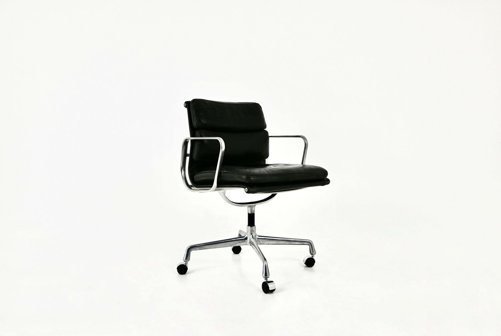 Black Leather Soft Pad Chair By Charles And Ray Eames For Herman Miller, 1970s photo furniture