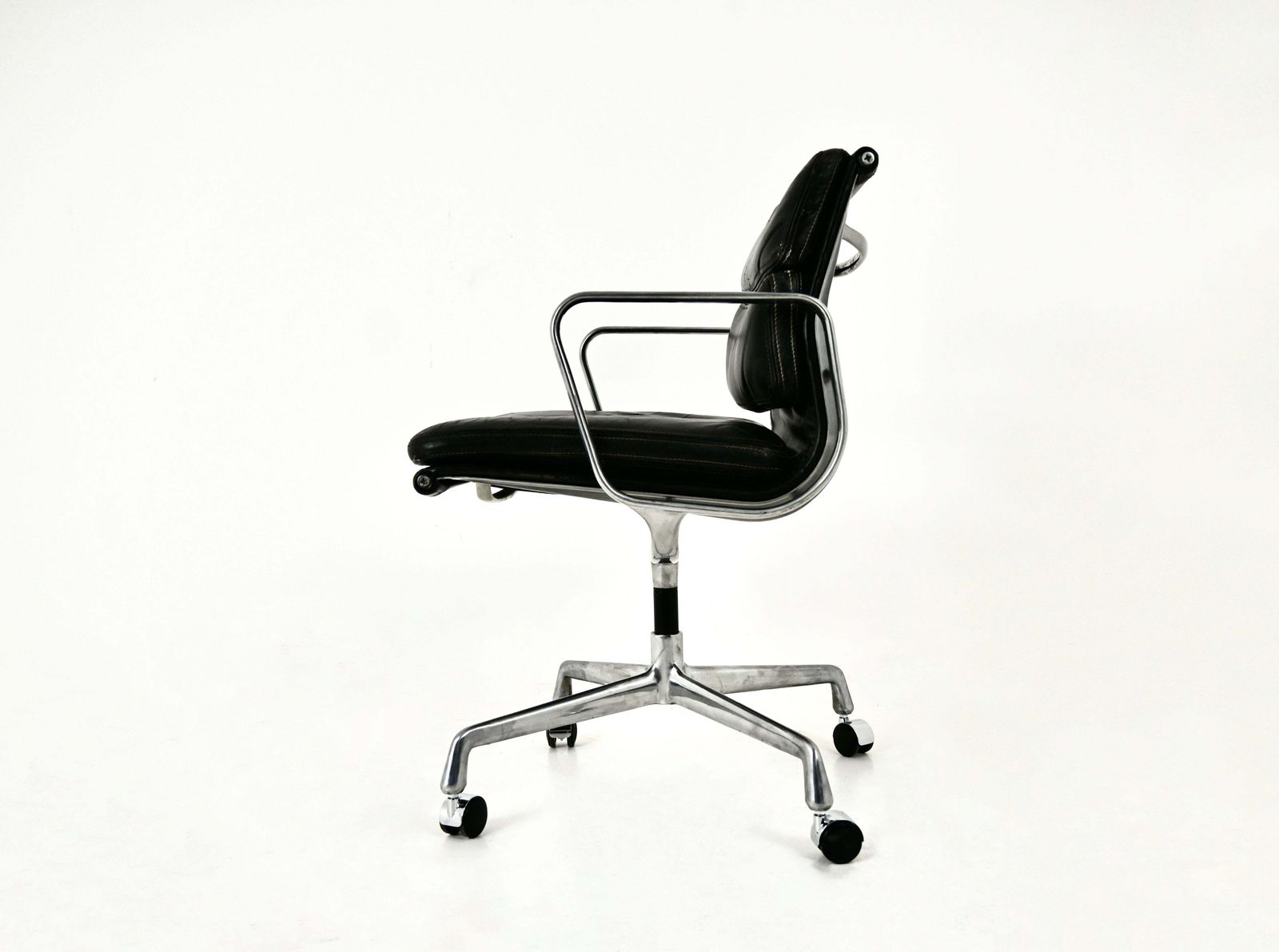 Black Leather Soft Pad Chair By Charles And Ray Eames For Herman Miller, 1970s photo buy