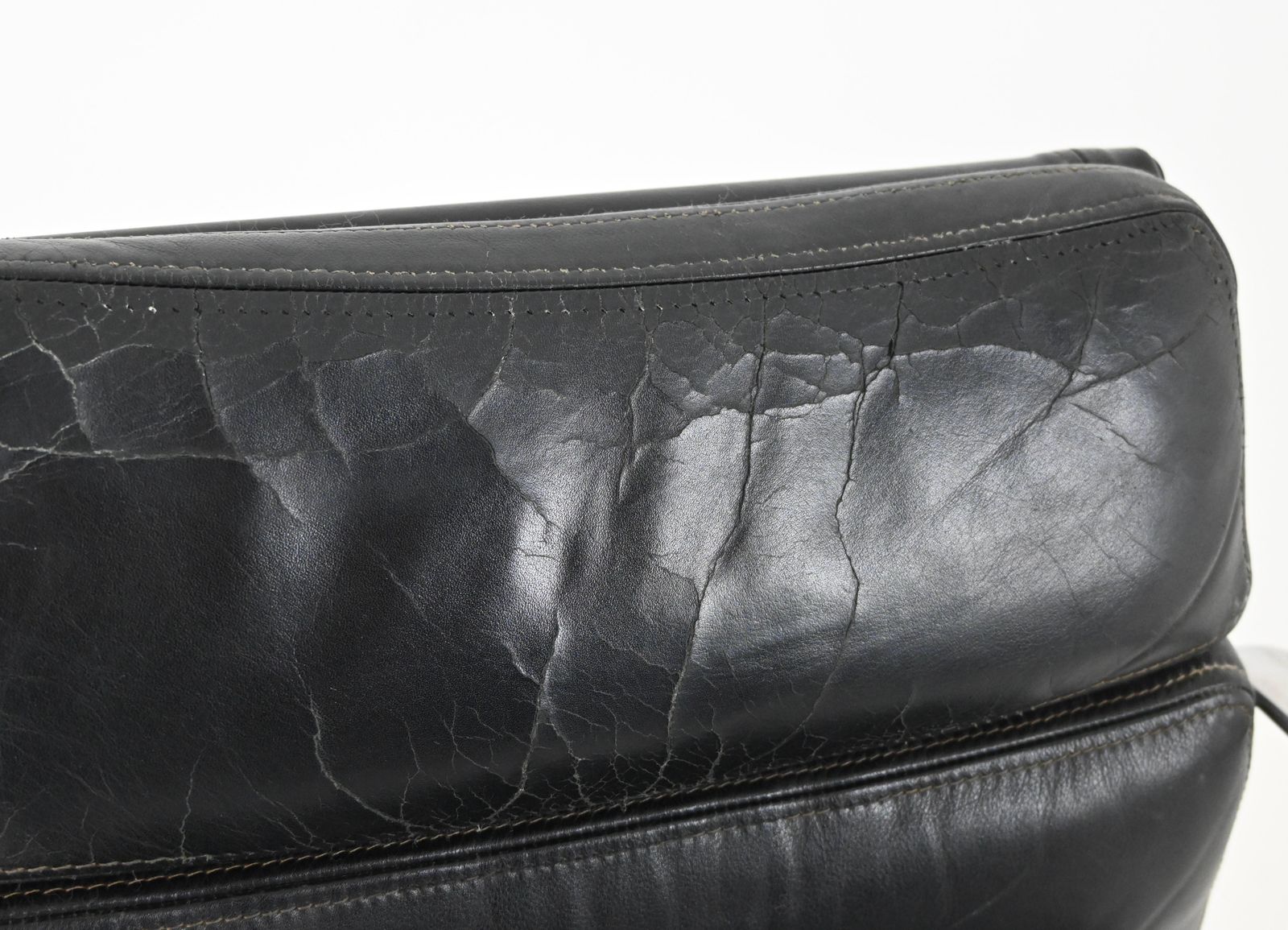 Furniture Black Leather Soft Pad Chair By Charles And Ray Eames For Herman Miller, 1970s photo