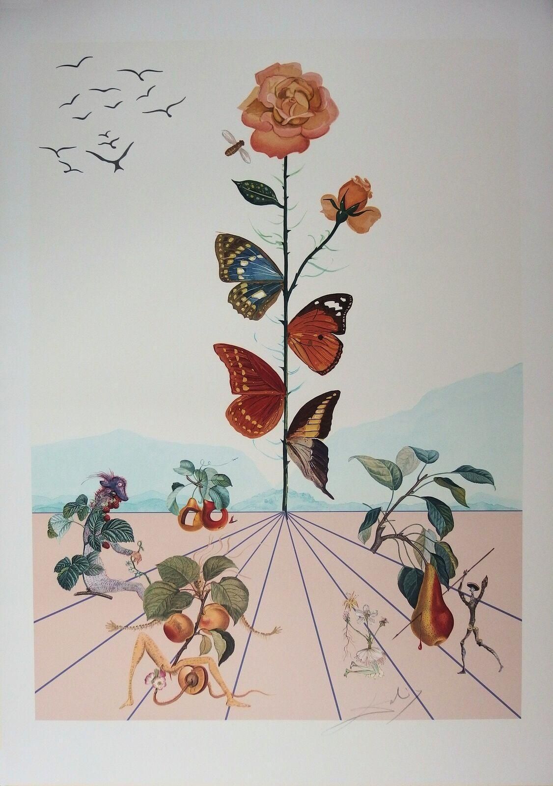 Salvador Dali, Flordali II, Butterfly Rose 1981