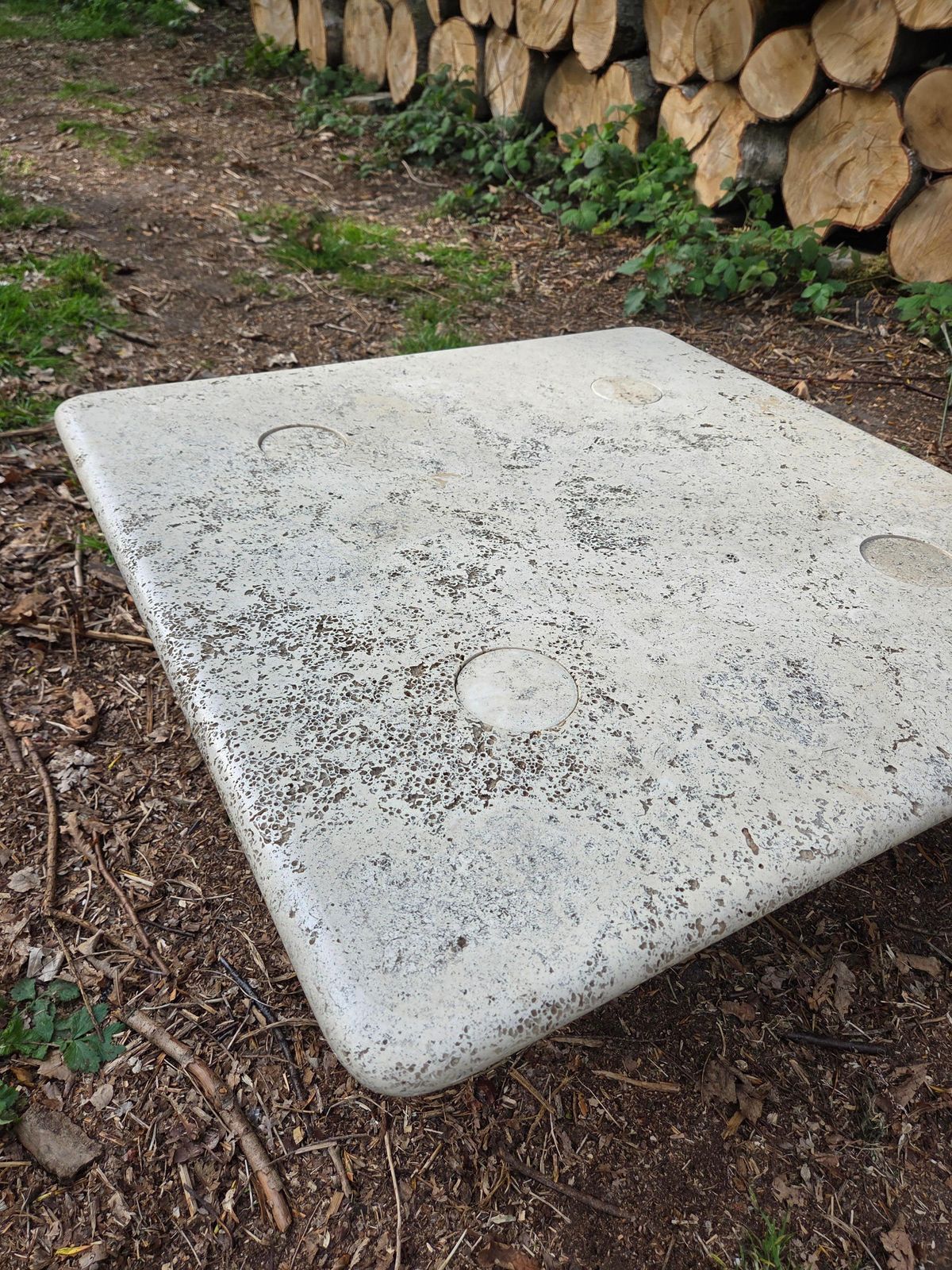 Rough Travertine Coffee Table By "Angelo Mangiarotti" For Up & Up, Made In Italy photo furniture