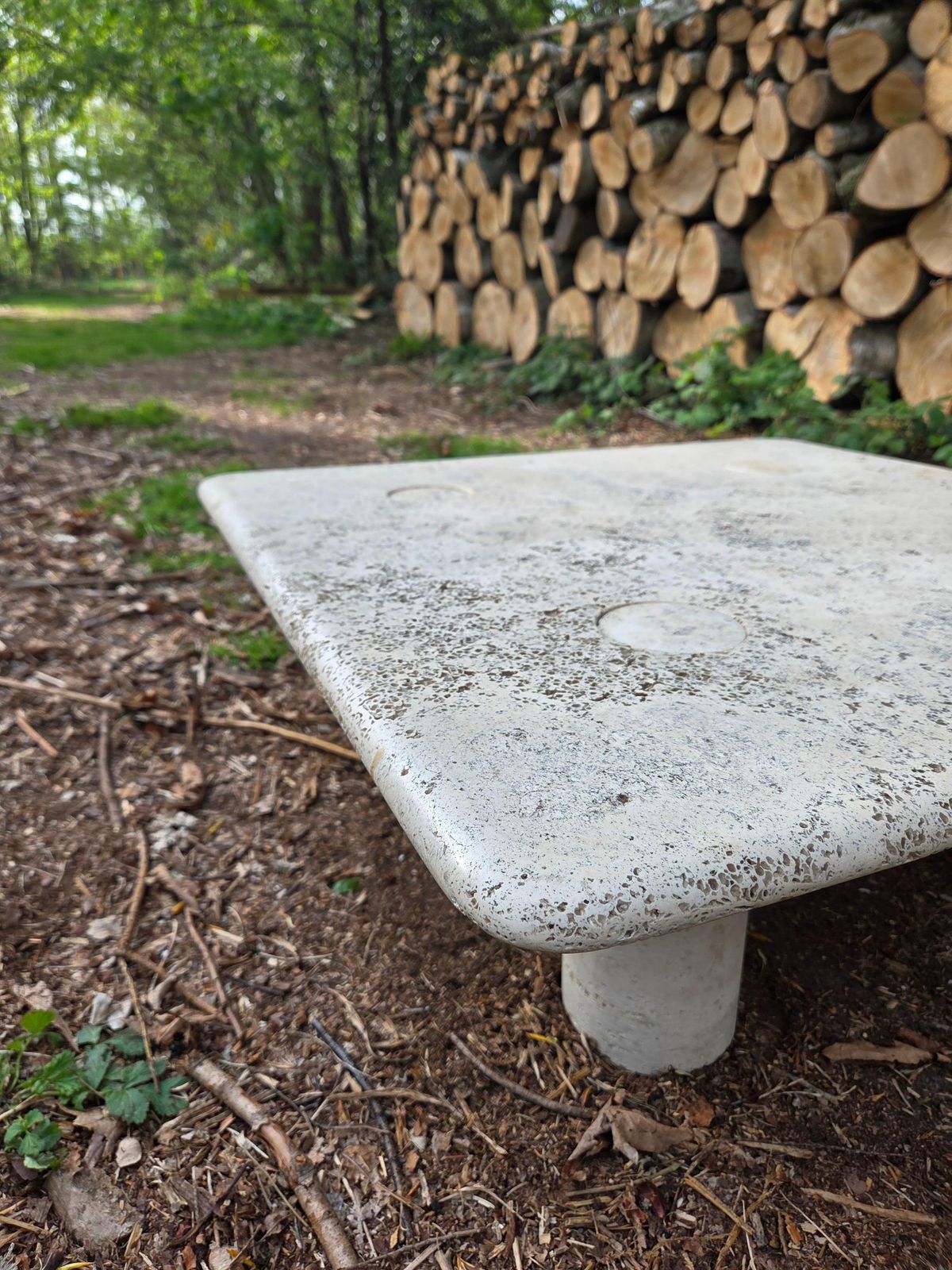Rough Travertine Coffee Table By "Angelo Mangiarotti" For Up & Up, Made In Italy photo Furniture