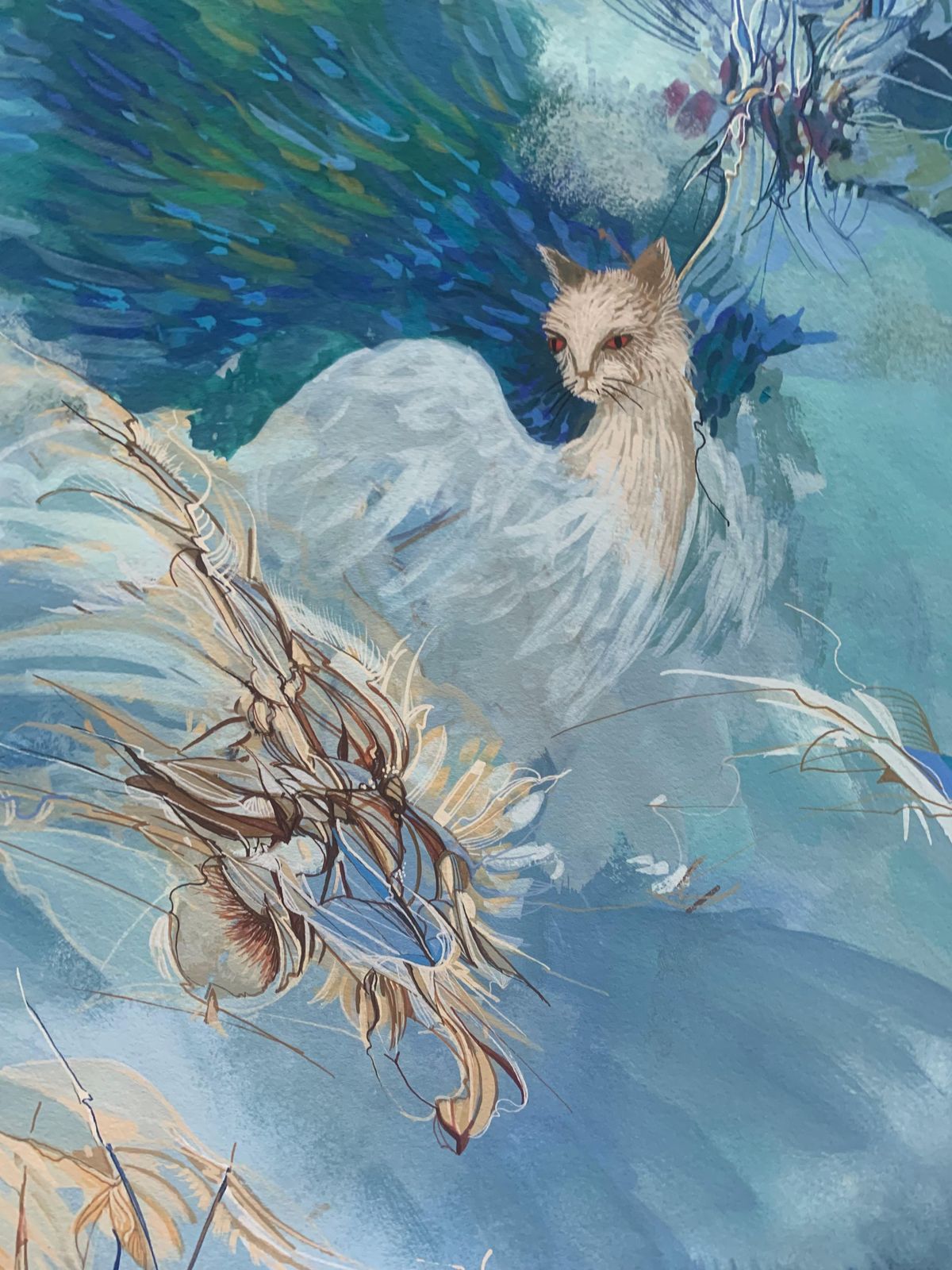 Jacek Sowicki Schizophrenia. Contemporary Gouache Painting, Abstraction, Cat, Polish Artist2002 photo Art