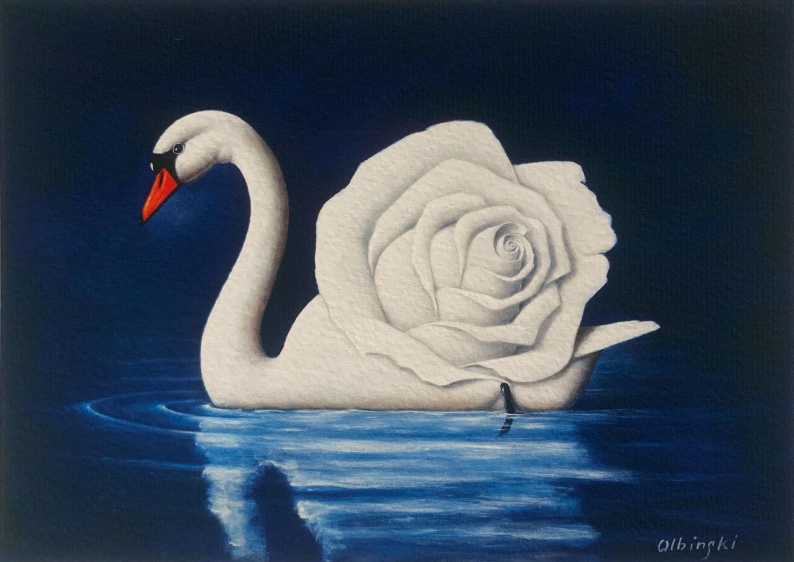 Rafał Olbińskia Swan. Limited Edition Print, Surreal,  Established Polish Artist2024