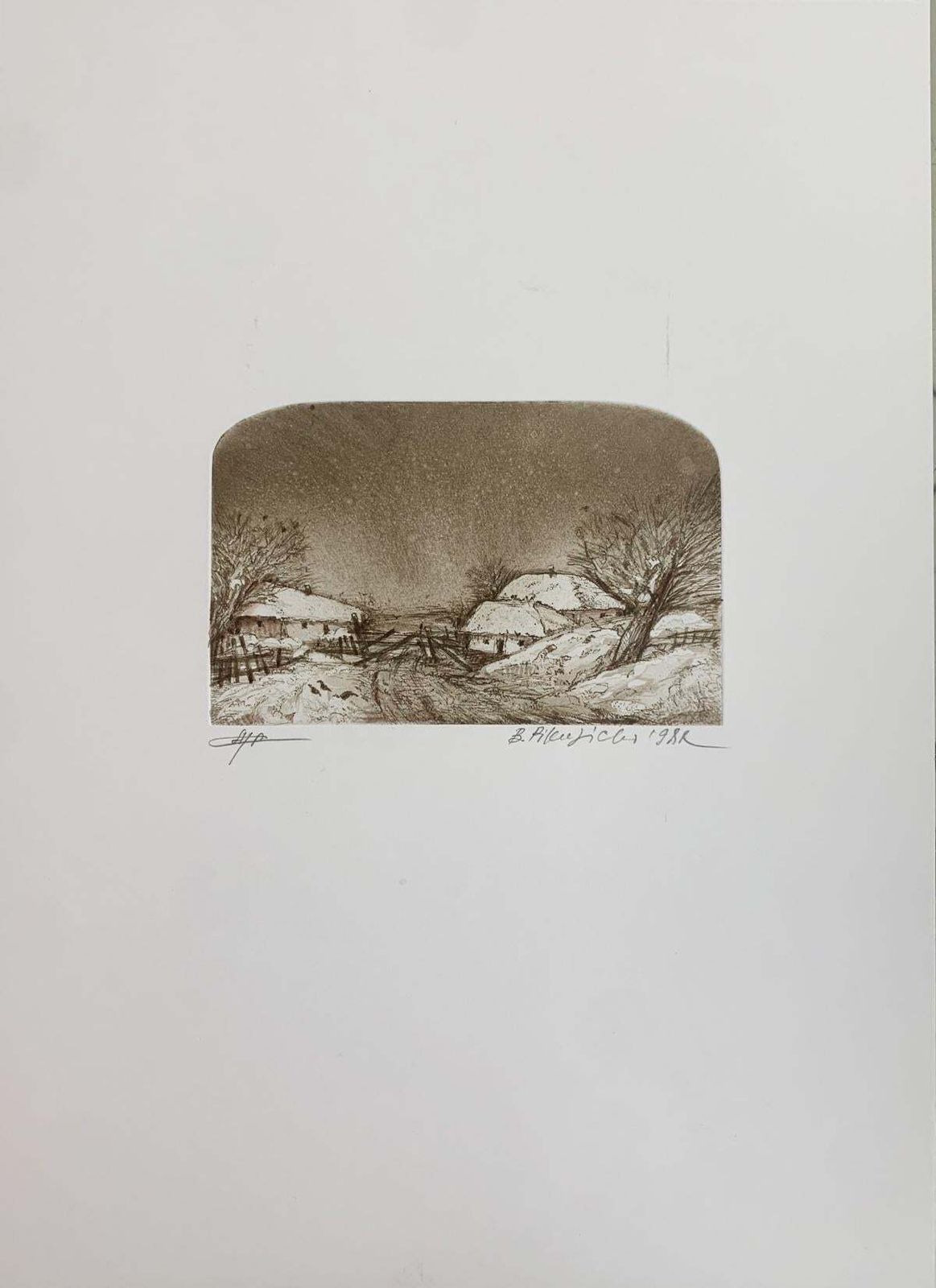 Bogdan Pikulickilandscape. Contemporary Print, Monochromatic, Rural View, European Artist1998 photo furniture