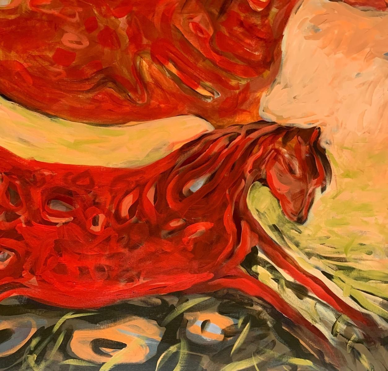 Monika Rossaabstraction. Contemporary Abstract Oil Painting, Colorful, Dynamic, Polish Art2025 photo furniture