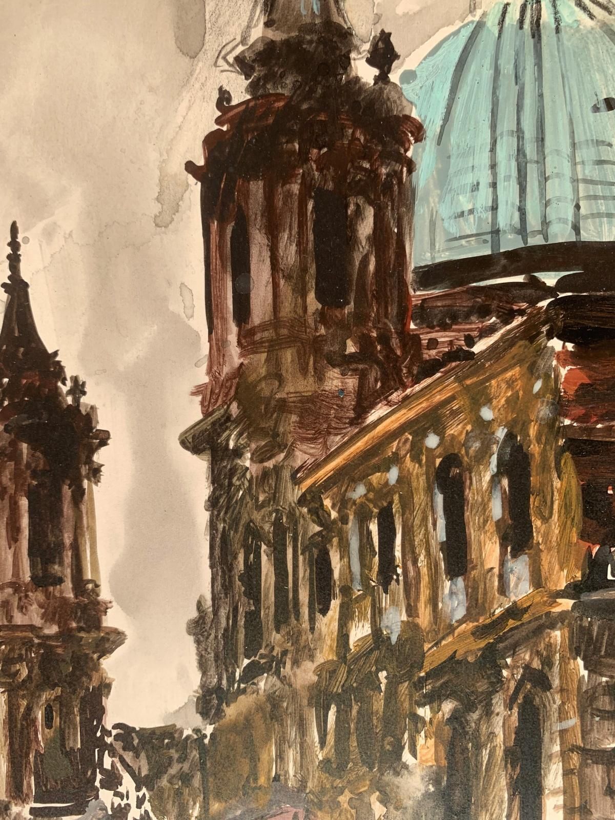 Włodzimierz Karczmarzykrome, Navona Square. Acrylic On Paper, Architecture, Classic, Polish Artist1989 photo furniture