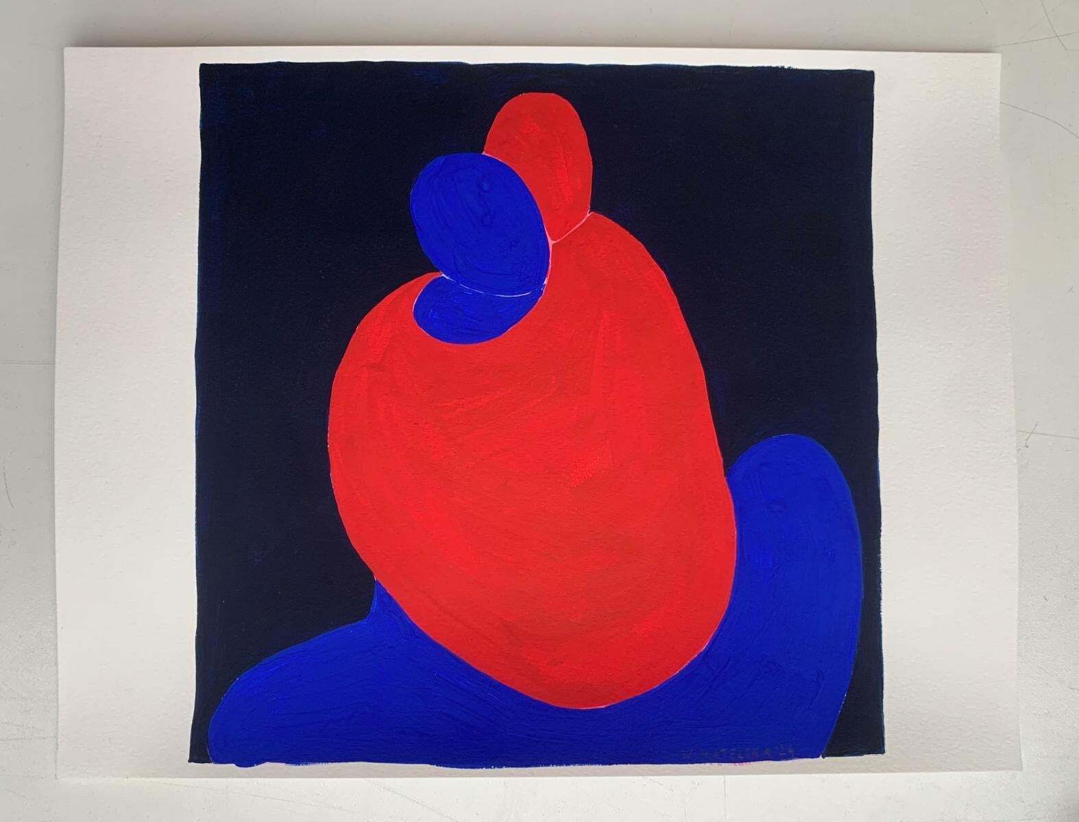 Waleria Matelskain Embrace. Figurative Painting On Paper, Young Art, Vibrant, European Art2024 photo furniture