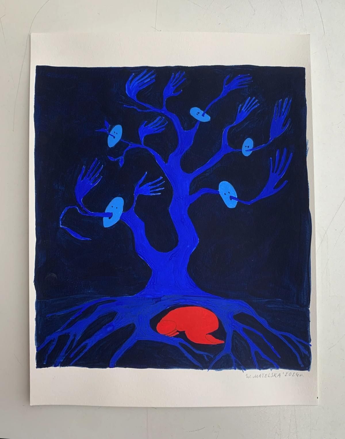 Waleria Matelskaa Shelter. Figurative Painting On Paper, Young Art, Vibrant, European Art2024 photo furniture