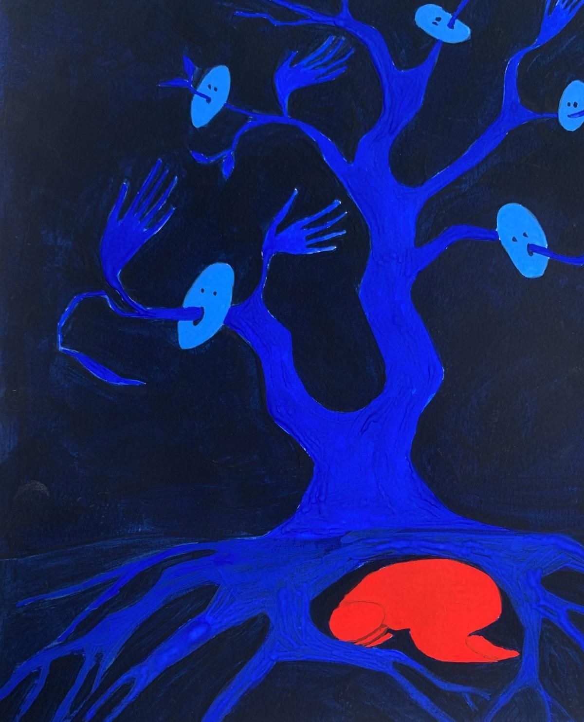 Waleria Matelskaa Shelter. Figurative Painting On Paper, Young Art, Vibrant, European Art2024 photo Art
