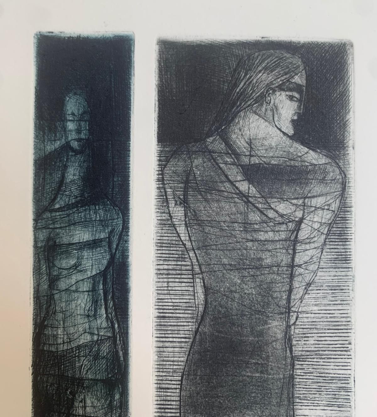 Ewa Kutylakorpheus. Drypoint Print, Black & White, Blue, Polish Artist2004 photo 300.0