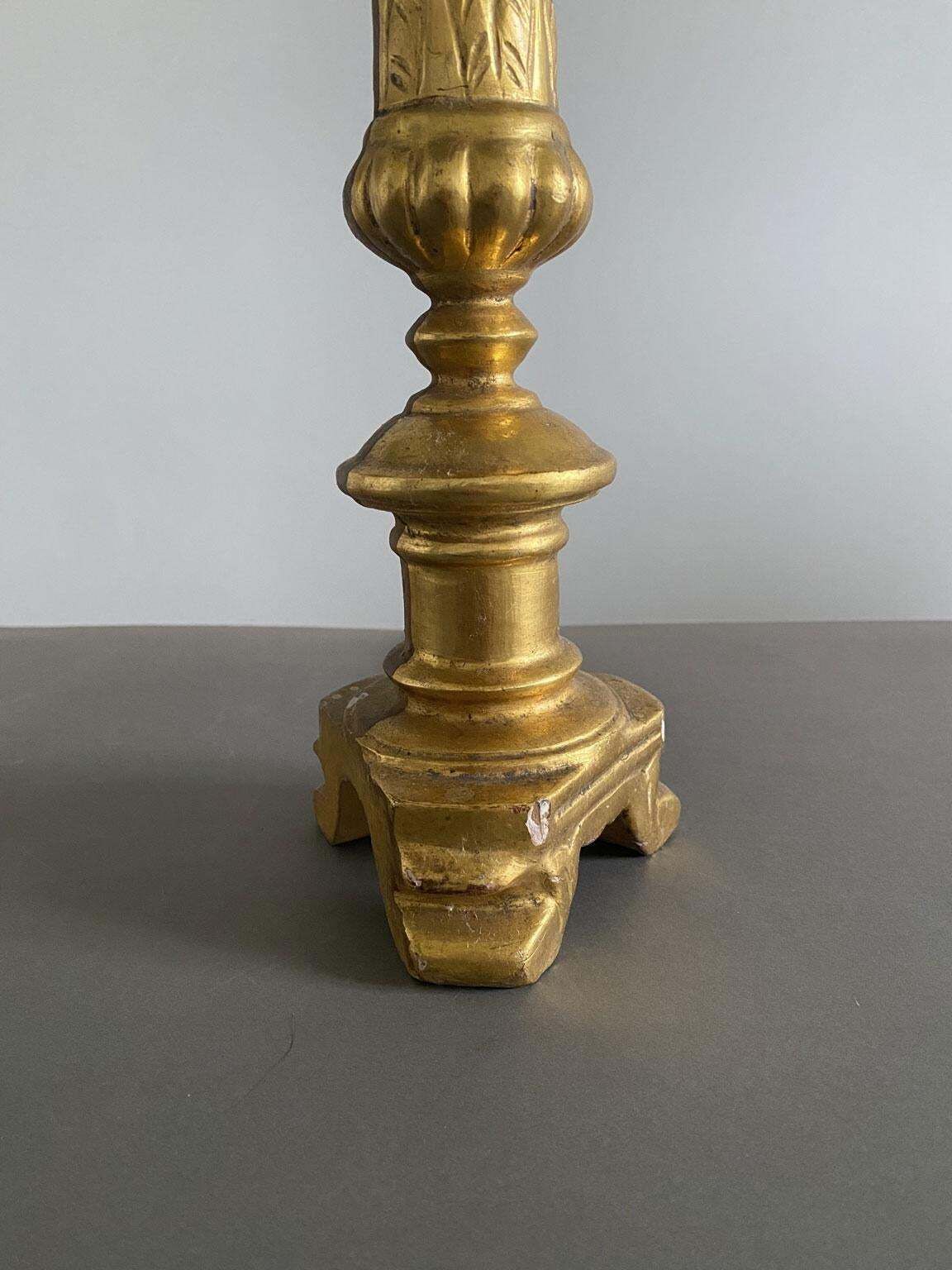 Italy Late 19th Century Pair Baroque Gilded Wooden Table Lamps photo 729.0