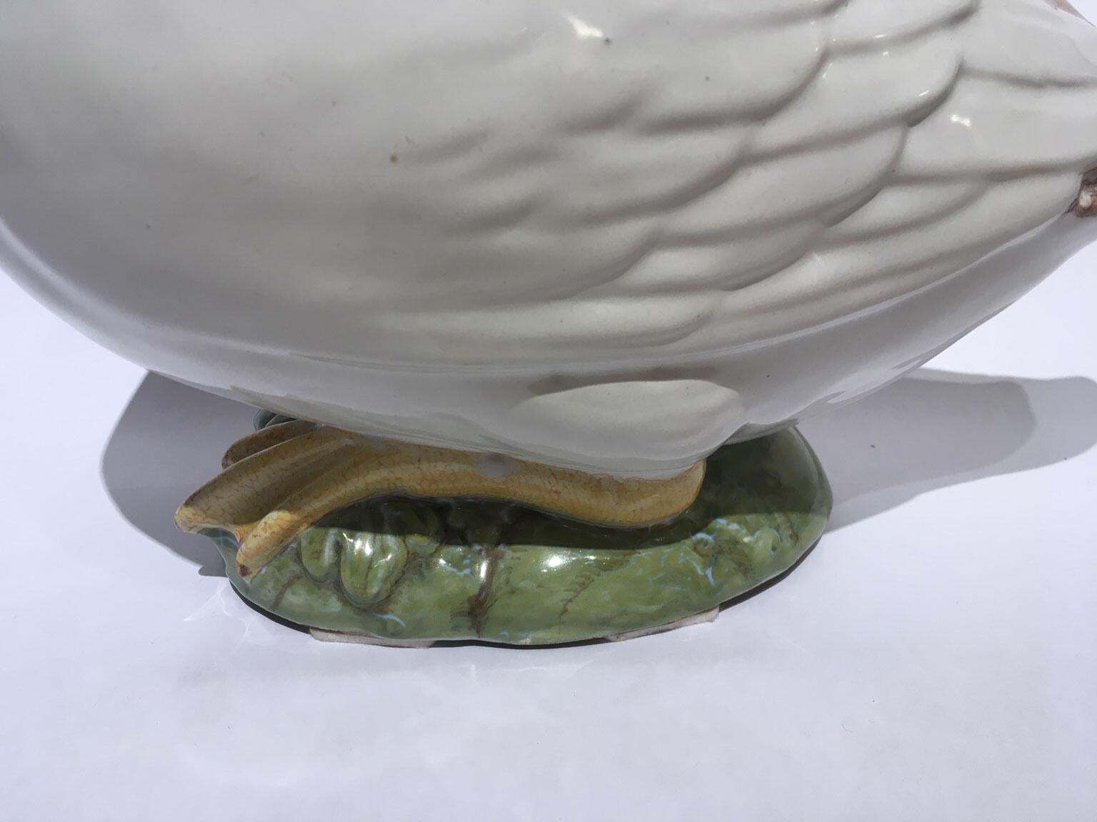 Italy Mid 18th Century White Majolica Duck By Manifattura Pasquale Antonibon photo for sale
