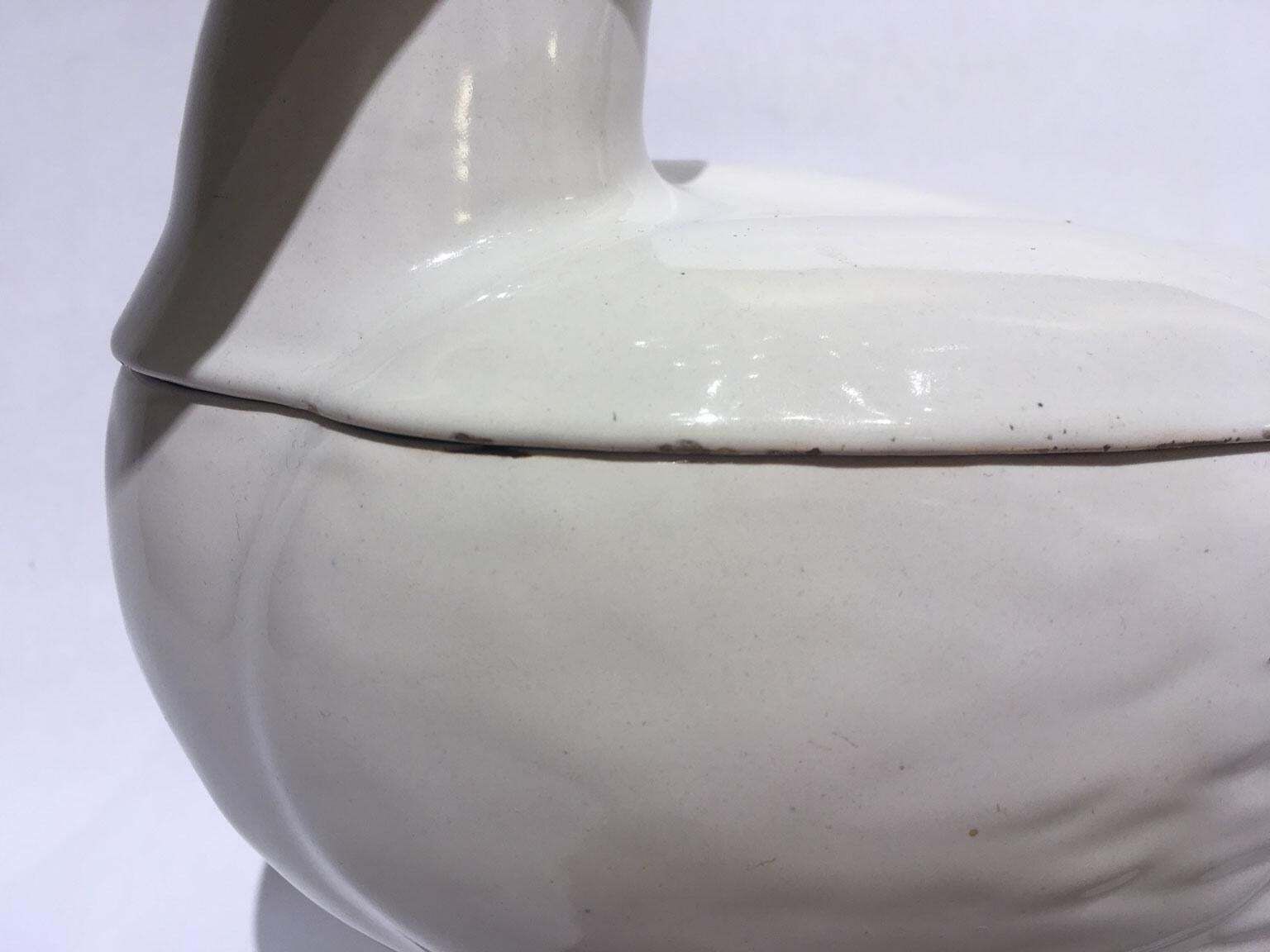 Italy Mid 18th Century White Majolica Duck By Manifattura Pasquale Antonibon photo vinterior