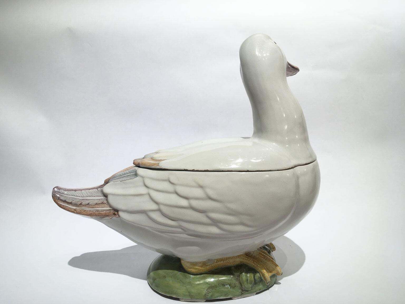 Home Decor Italy Mid 18th Century White Majolica Duck By Manifattura Pasquale Antonibon photo
