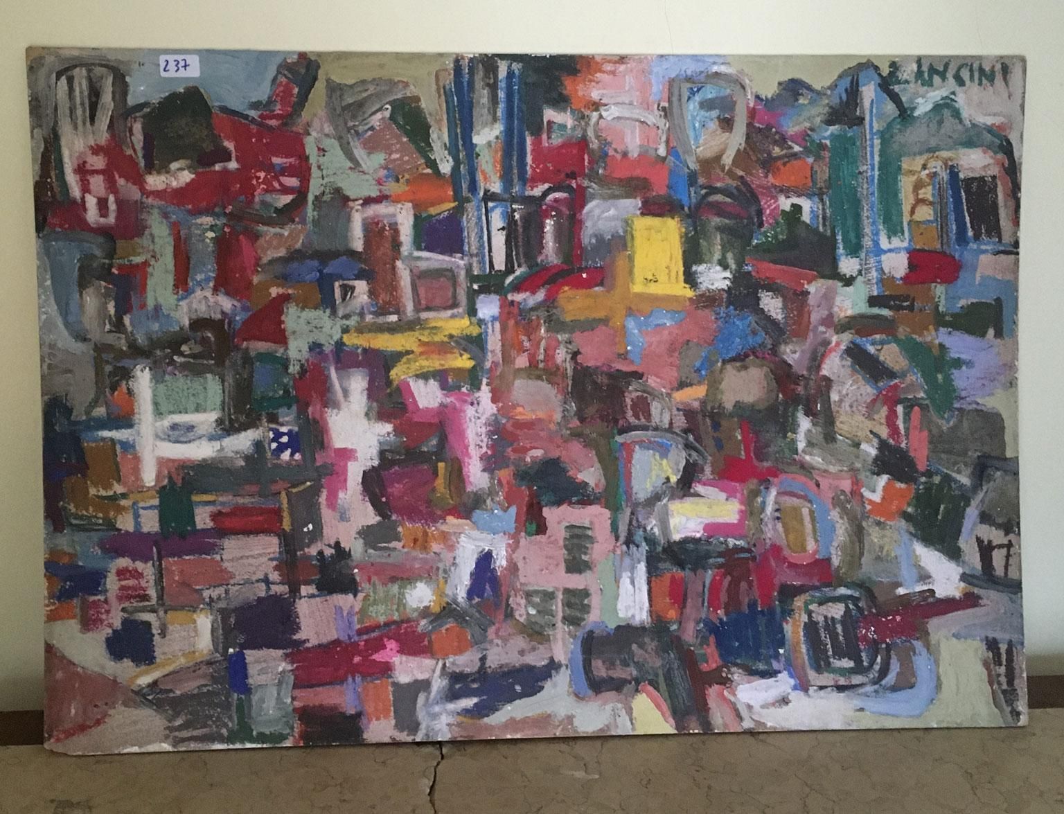 1960 Italy Abstract Painting By Ermete Lancini photo for sale