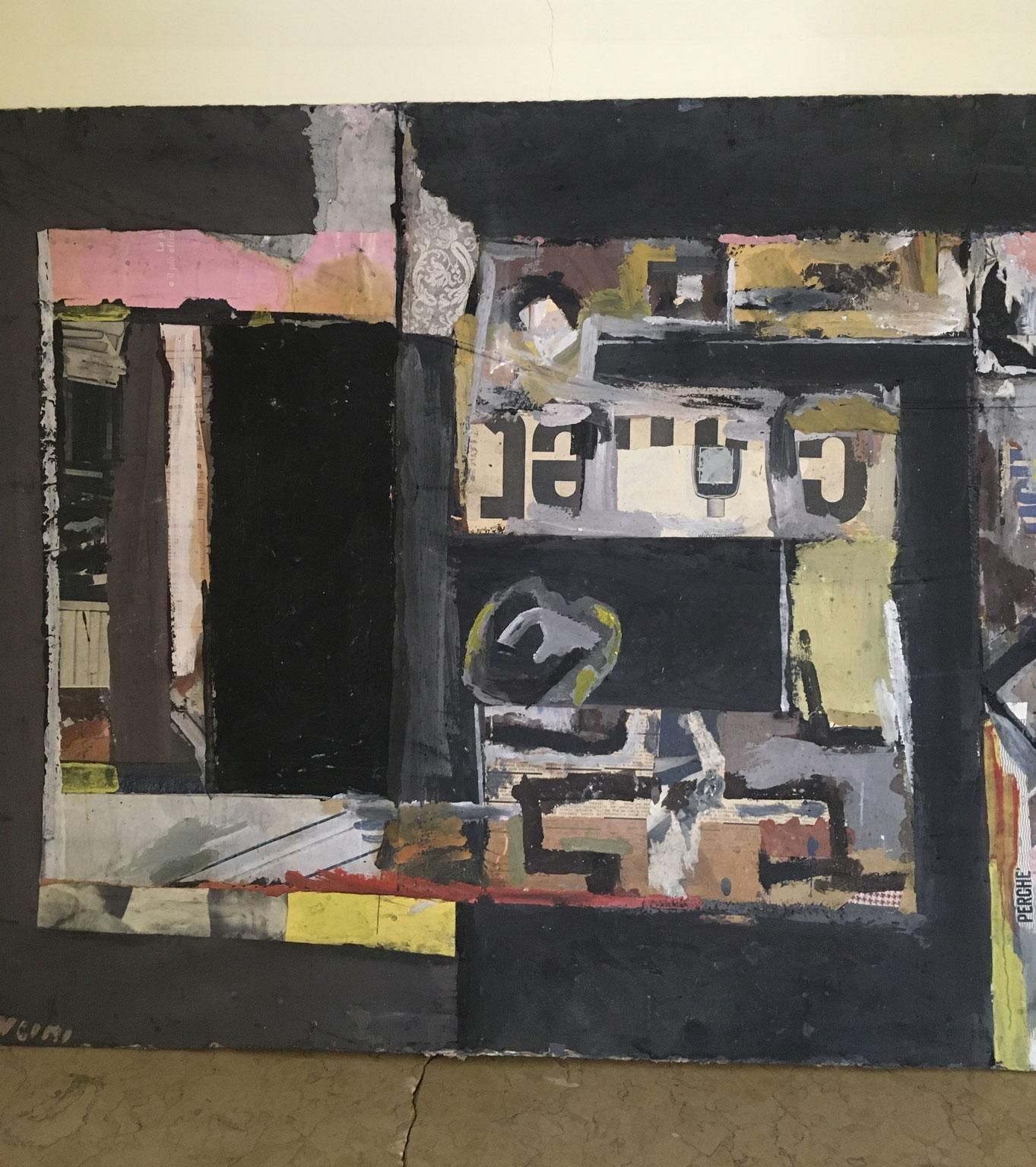 2573.0 1962 Italy Abstract Painting And Paper Collage By Ermete Lancini photo