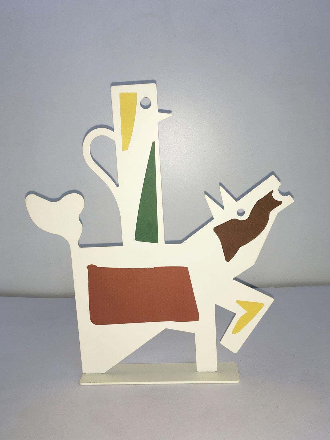 Italy 1980 Riccardo Dalisi White Painted Metal Sculpture Muccacaffè photo furniture