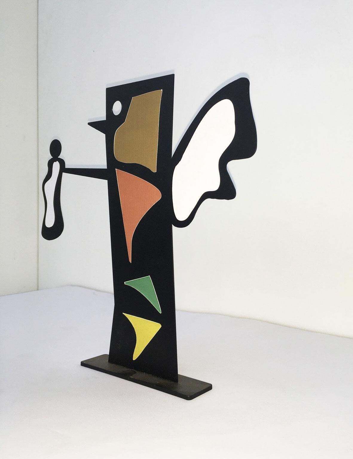 Italy 1980 Riccardo Dalisi Black Metal Painted Sculpture Caffellatte photo vinterior