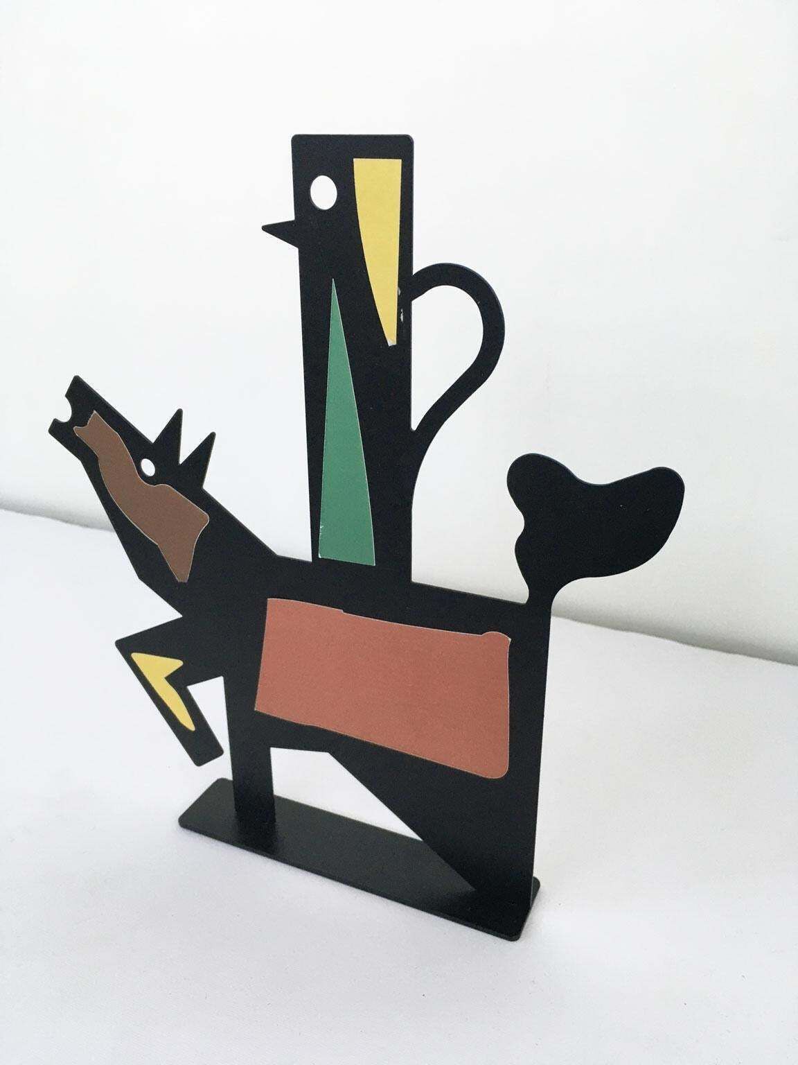 photo buy Italy 1980 Riccardo Dalisi White Painted Metal Sculpture Muccacaffè