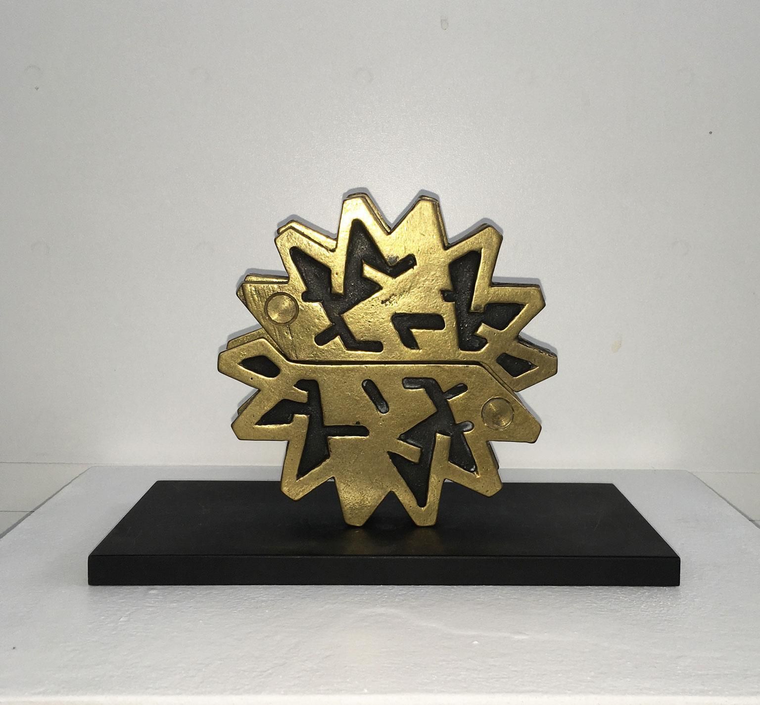1980 Italy Bronze Abstract Sculpture Bruno Chersicla Ruota Wheel photo for sale