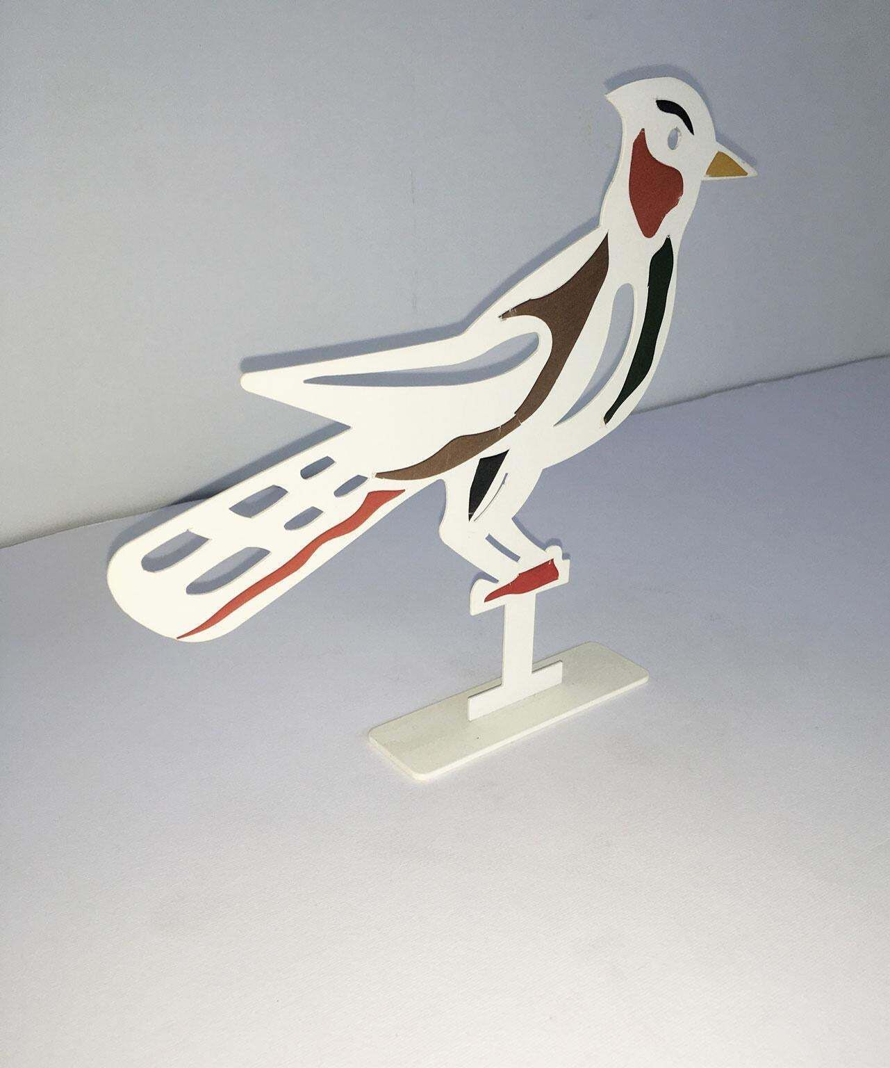 Italy 1980 Bruno Chersicla White Painted  Metal Sculpture Upupa photo Art