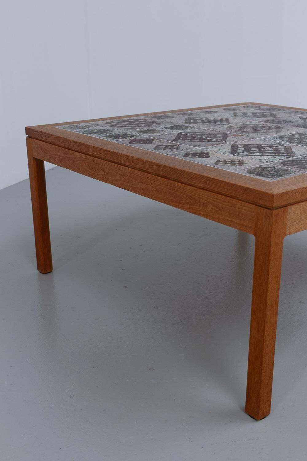 photo furniture Danish Oak And Tile Coffee Table By Tue Poulsen, 1960s.
